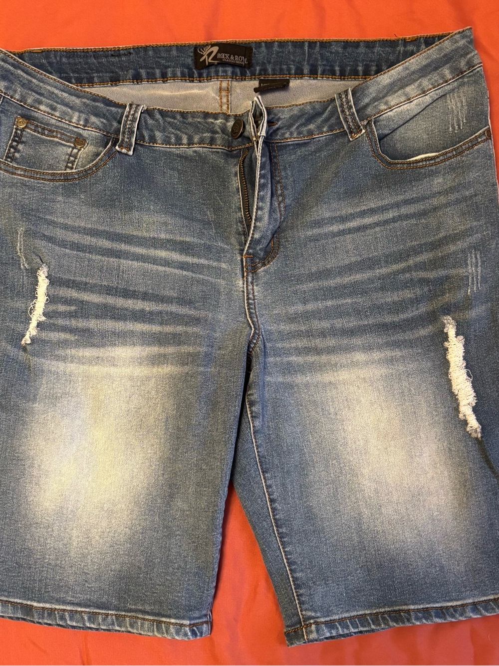 Women's Distressed Blue Denim Jean Shorts